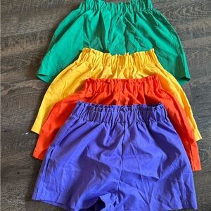 Colorful Elastic Waist Shorts Set
